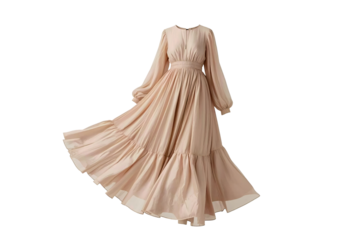 Beige maxi dress, flowing fabric, studio shot, e-commerce