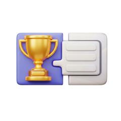 3d icon of Trophy and leaderboard combo isolated 
