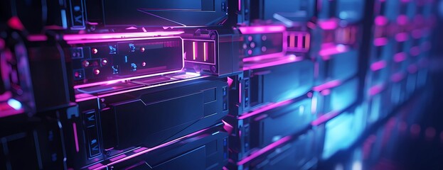 futuristic server rack magenta
