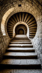 Obraz premium Stone Ancient Spiral Staircase Architecture