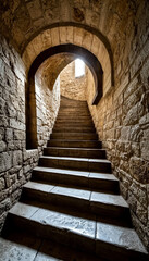 Obraz premium Stone Ancient Spiral Staircase Architecture