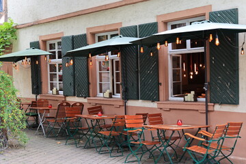 Blick in die Altstadt von Weinheim in Baden-Württemberg	