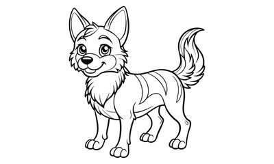 Obraz premium Luna dog Kids silhouette and vector line art t shirt design, intricate detailed drawing, adult coloring pages, printable art for stress relief and relaxation, high-quality illustration.