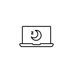 Laptop in sleep mode linear icon. Break time. Line customizable illustration. Contour symbol. Vector isolated outline drawing. Editable stroke