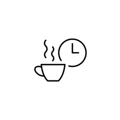 Tea break linear icon. Clock. Line customizable illustration. Contour symbol. Vector isolated outline drawing. Editable stroke