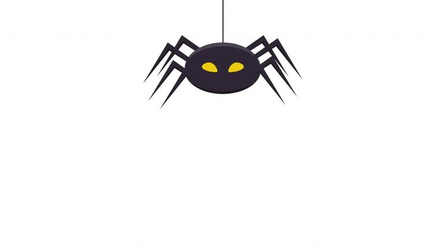 Halloween Flat Spider Element on Transparent Background, Alpha Channel