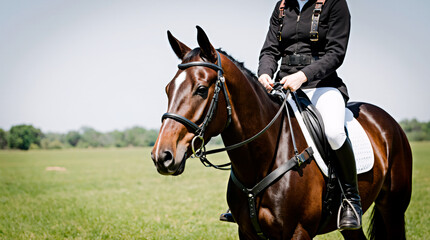 Obraz premium Equestrian Sports with Bay Horse in Natural Light