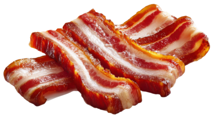 Crispy Bacon Slices: A close-up shot showcasing delectable slices of crispy bacon. the contrast of textures, the play of light, and the appetizing appearance of the bacon.