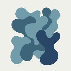 Abstract Blue Shapes Organic Fluid Pattern Modern Design Element