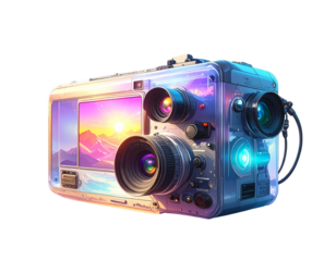 digital camera on white background