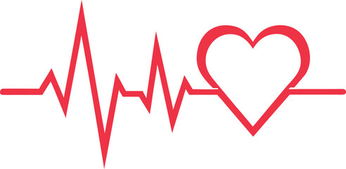 realistic heartbeat and heart hand drawn line eps