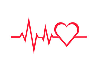 realistic heartbeat and heart hand drawn line