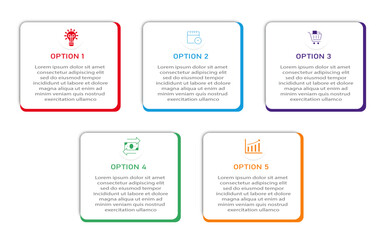 Business process visualization with 5 steps white timeline diagram | Infographic data presentation with icon | Vector illustration suit for business, web, corporate, presentation , chart