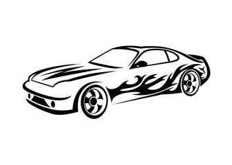 tribal car line art jpg illustration on white background