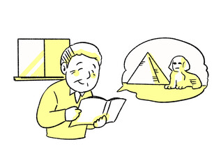 旅行の思い出を懐かしむ老人