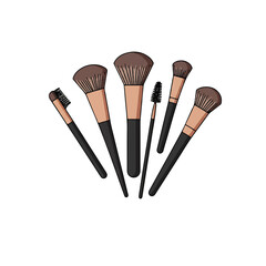 Set of Makeup Brushes Vector Illustration Isolated on White