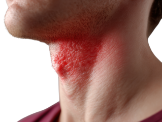 Inflammation and Health Concern: Close-up depiction of the redness of the neck region, indicative of inflammation, as it signifies a potential health issue.