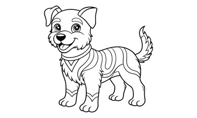 Buddy dog Kids vector line art and silhouette t shirt design, elegant detailed illustration, perfect for printable coloring pages, art therapy relaxation and stress relief activities.