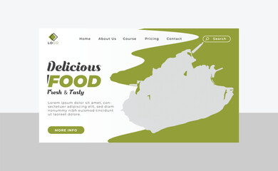 Fototapeta premium Delicious food landing page design template for your website 