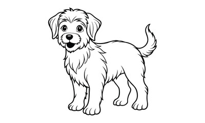 Buddy dog Kids vector line art and silhouette t shirt design, elegant detailed illustration, perfect for printable coloring pages, art therapy relaxation and stress relief activities.