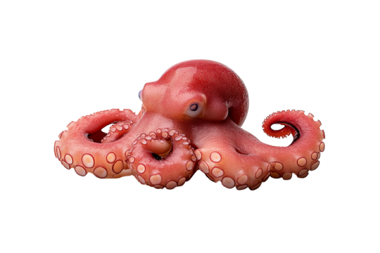An octopus with vibrant colors, showcasing its intricate tentacles and unique features against a white isolated background.