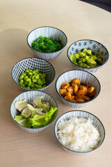 Selection of fresh vegetables and seafood for cooking.