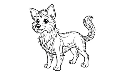 Obraz premium Molly dog Kids silhouette and vector line art t shirt design, intricate detailed drawing, adult coloring pages, printable art for stress relief and relaxation, high-quality illustration.