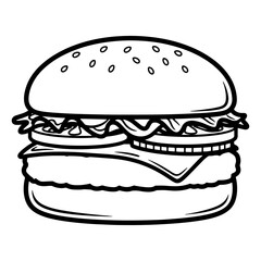 Delicious Burger Vector Art &ndash; Quality graphics for use in food brand logos, coffee shop or fast food menus, food blogs, restaurant advertising, digital content, label and packaging designs.
