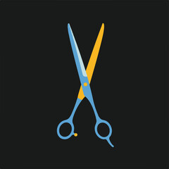 Hair Cutting Scissors Vector Illustration on Dark Background