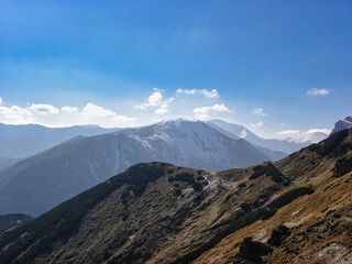 Fototapeta premium view of the mountains with snow