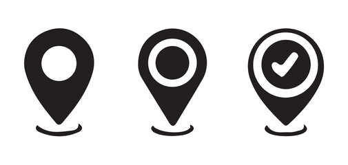 Vector Map Pointer Icons in Black and White for Navigation Apps