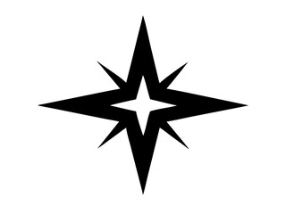 A stylized black star with multiple points radiating outwards on a white background design element vector