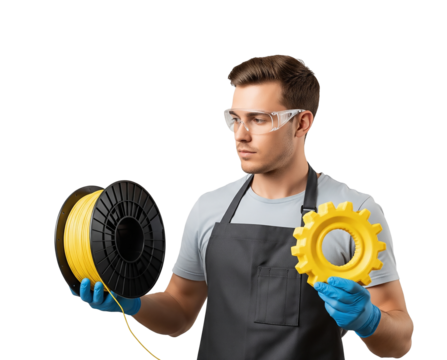 3D Printing Technician Cutout Isolated on Transparent Background