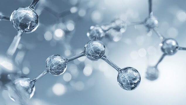 Abstract scientific image of molecules. Blurry background