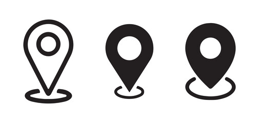 Modern Black and White Map Pins for Geographic Marking
