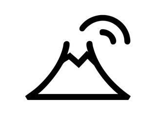 Illustration of a mountain with a jagged peak and signal waves emanating from the top right corner