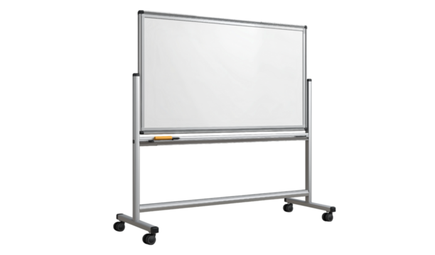 Whiteboard with Orange Marker on Tray mobile rolling isolated on a transparent background