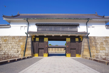 世界遺産 二条城の東大手門と石垣