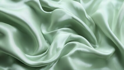 Obraz premium Smooth, light sage green fabric drapes