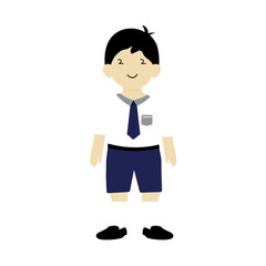 Boy in a school uniform with short dark hair. Suitable for educational or backtoschool themed designs.