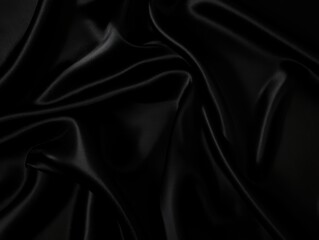 Fototapeta premium Luxurious black silk fabric with elegant draping and subtle shine