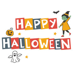 Happy Halloween Toy Block Typography Vector – Cute Playful Letters. Perfect for: preschool halloween flyers, toy shop branding, educational halloween ads