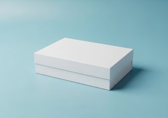 Naklejka premium Empty white box simple clean design against a light blue background perfect for packaging product display or a minimal aesthetic