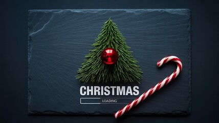 Creative christmas tree loading concept with candy cane and holiday decoration