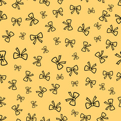 Creative pattern design featuring black bows on yellow background digital art contemporary style abstract viewpoint
