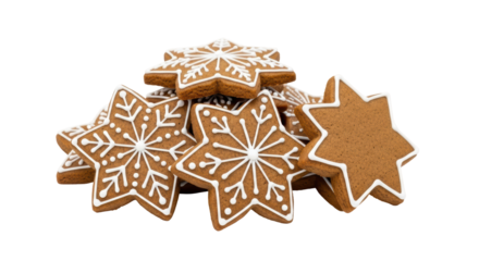 Isolated star shaped gingerbread cookies