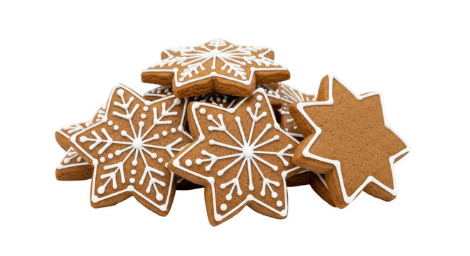 Isolated star shaped gingerbread cookies