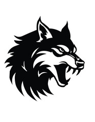 wolf head vector white and black