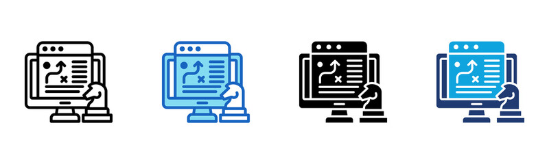 Online Strategy icon Multi Style Vector Illustration