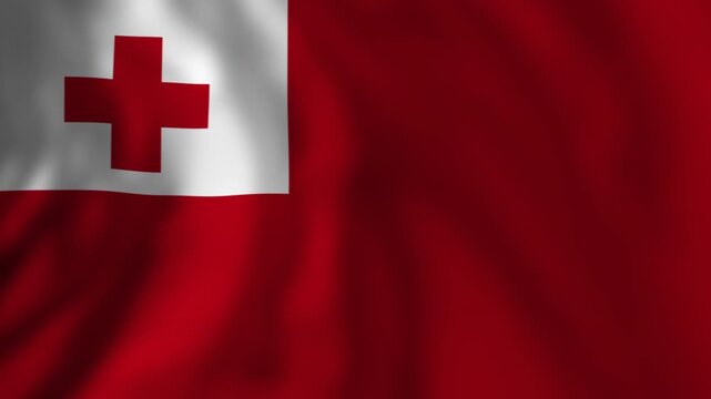 Tonga national flag waving majestically in the wind